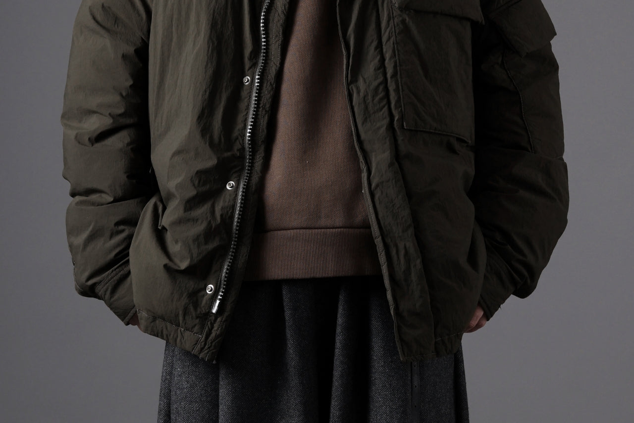 Ten c LIGHT DOWN FIELD JACKET / GARMENT DYED NYLON TACTEL (DARK GREEN)