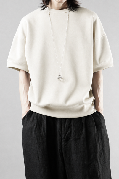 N/07 CINCHED HEM TOP / RIBBED CARDBOARD KNIT JERSEY (LIGHT BEIGE)