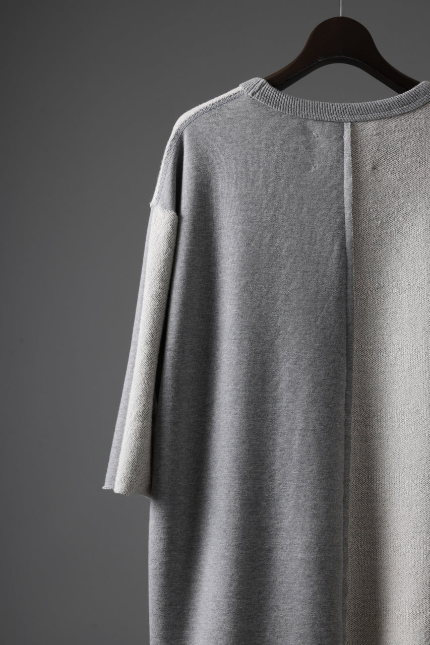 N/07 -one make- SWITCHING HALF-SLEEVE TOPS / BACK PILE FLEESE (LIGHT GREY)