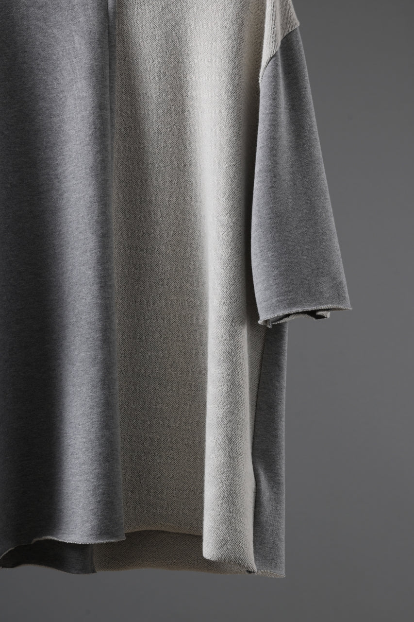 N/07 -one make- SWITCHING HALF-SLEEVE TOPS / BACK PILE FLEESE (LIGHT GREY)