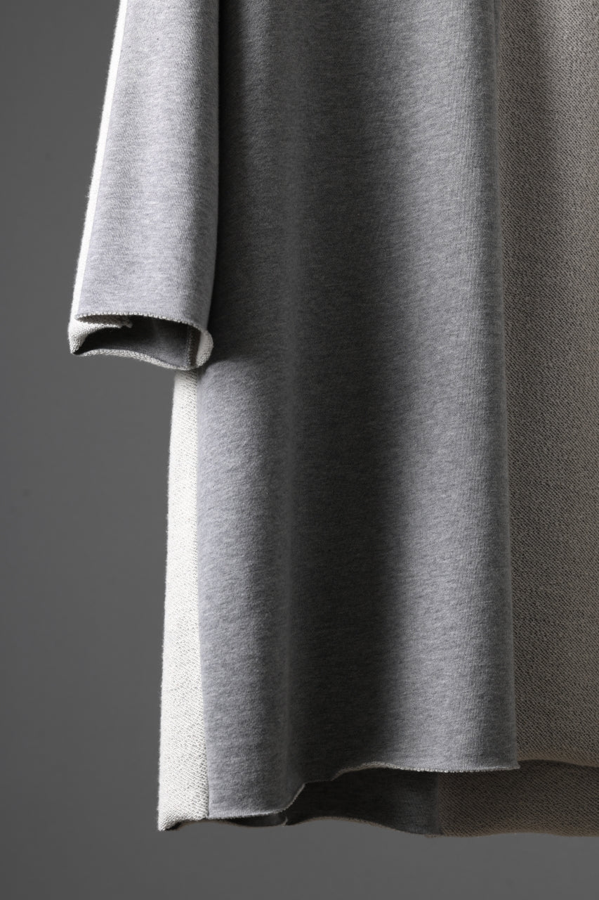 N/07 -one make- SWITCHING HALF-SLEEVE TOPS / BACK PILE FLEESE (LIGHT GREY)