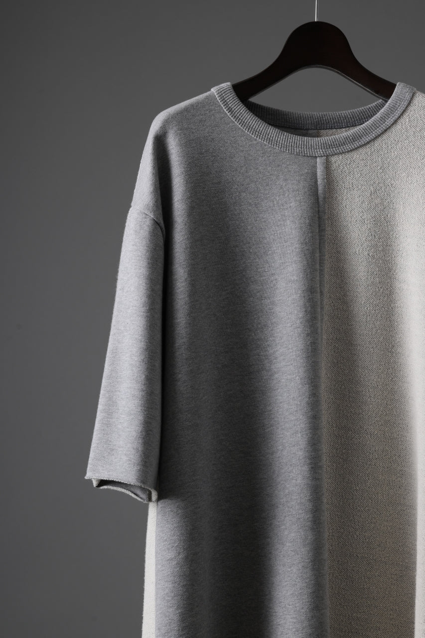 N/07 -one make- SWITCHING HALF-SLEEVE TOPS / BACK PILE FLEESE (LIGHT GREY)