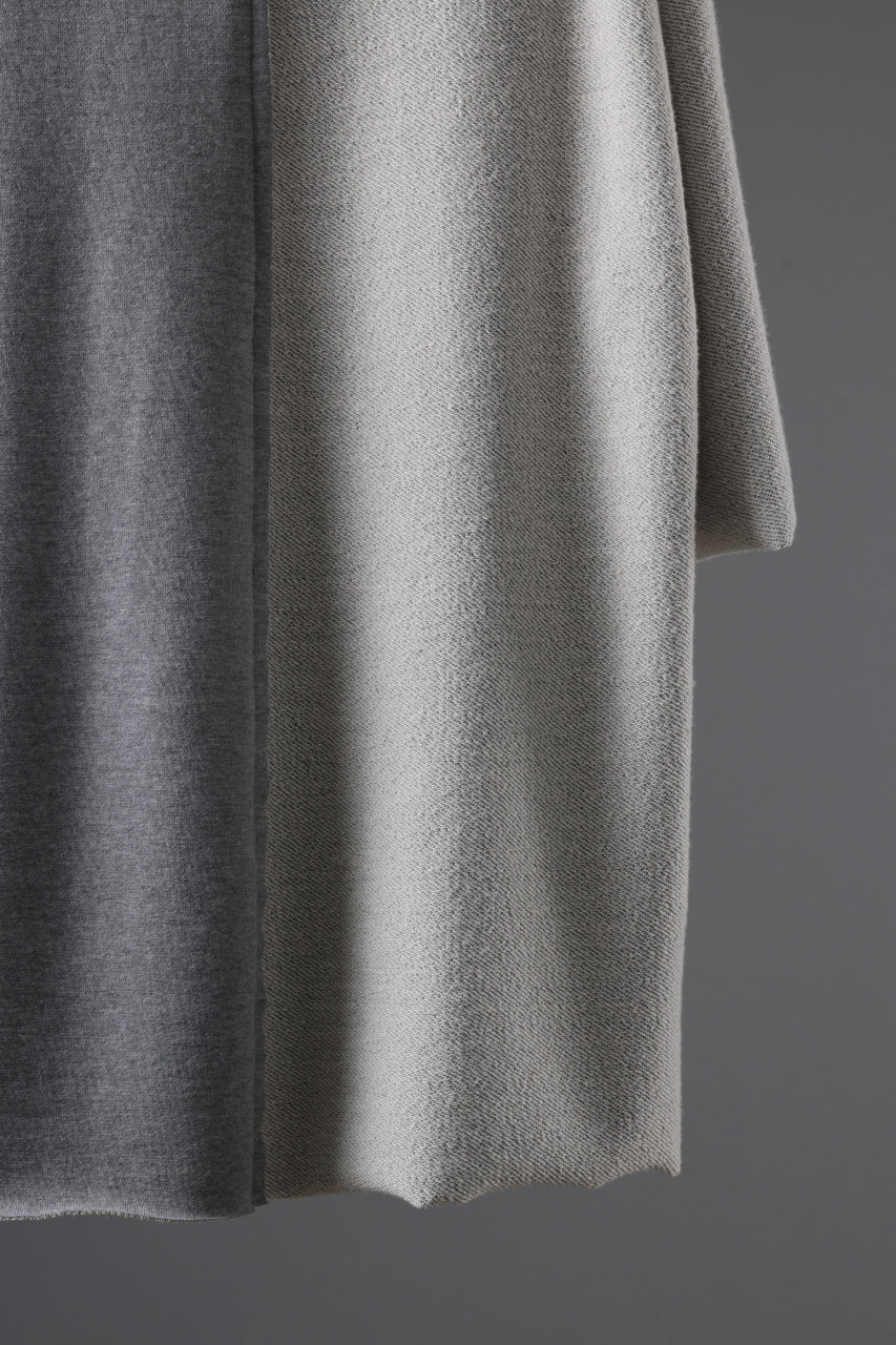 N/07 -one make- SWITCHING HALF-SLEEVE TOPS / BACK PILE FLEESE (LIGHT GREY)