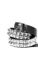 Load image into Gallery viewer, MASTERMIND WORLD DOUBLE-STUD LEATHER BELT 