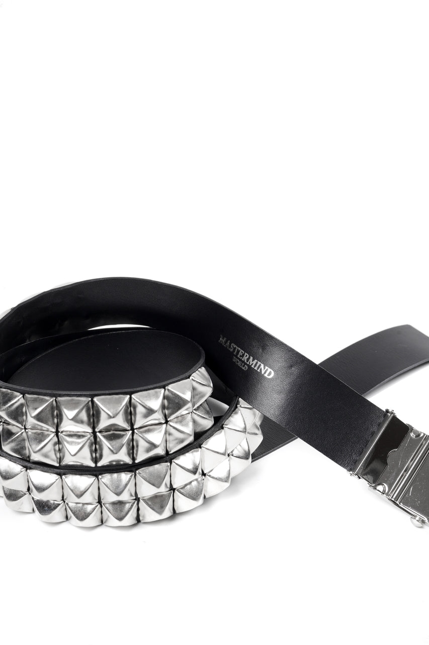 Load image into Gallery viewer, MASTERMIND WORLD DOUBLE-STUD LEATHER BELT 