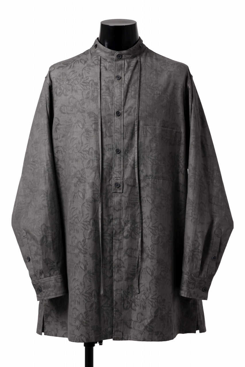 Y's for men SUMI-INK DYED FLORAL JACQUARD SHIRT (BLACK)