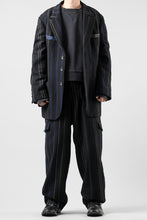 画像をギャラリービューアに読み込む, Y&#39;s for men 3B PEAKED LAPEL JACKET / WOOL SURGE STRIPE (BLACK)