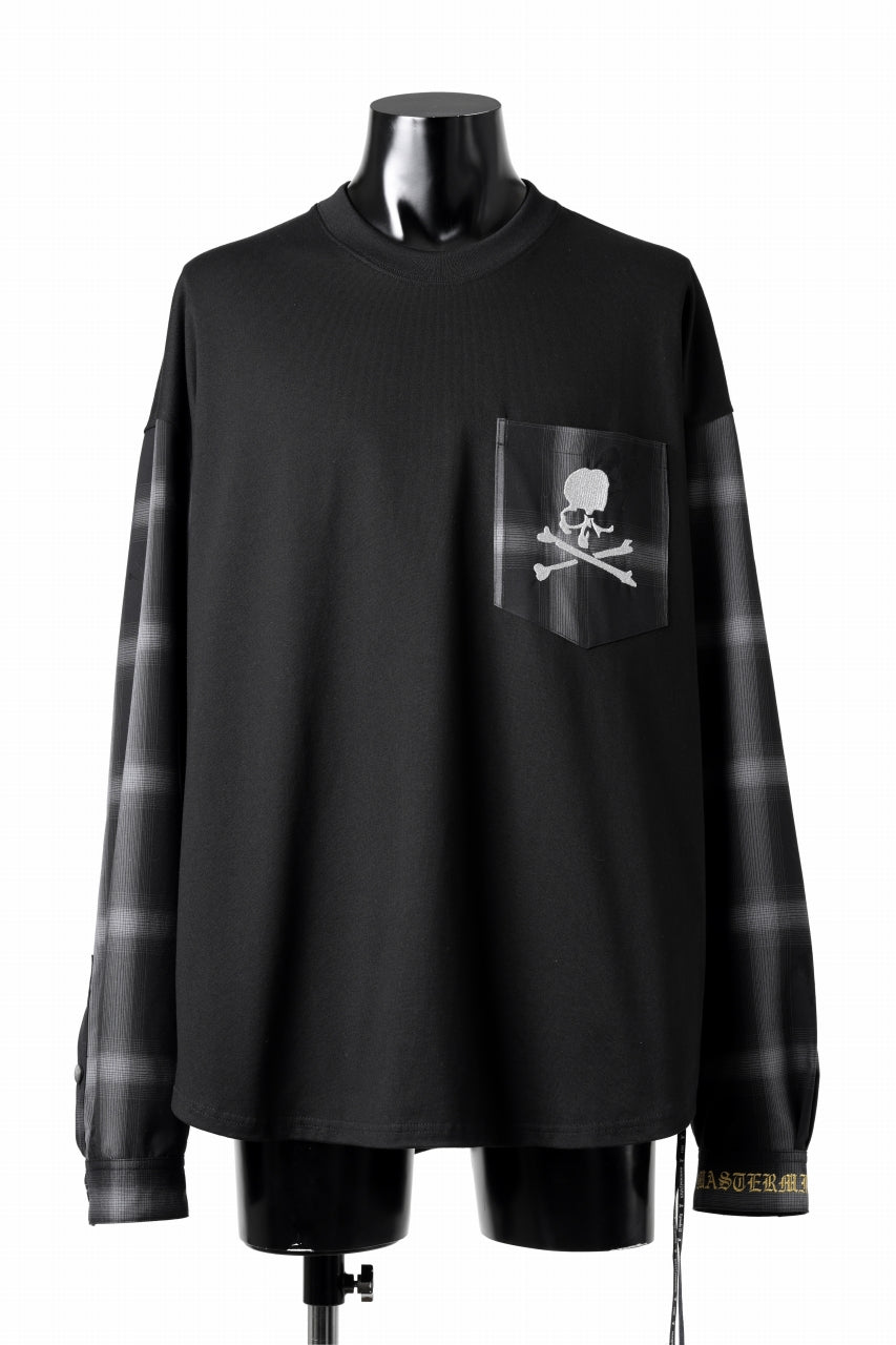 Load image into Gallery viewer, mastermind JAPAN COMBINED CHECK LS TEE (BLACK x GRAY CHECK)