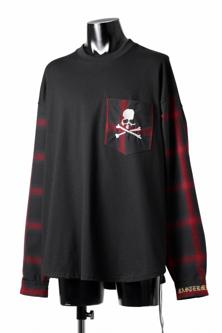 mastermind JAPAN COMBINED CHECK LS TEE (BLACK x RED CHECK)