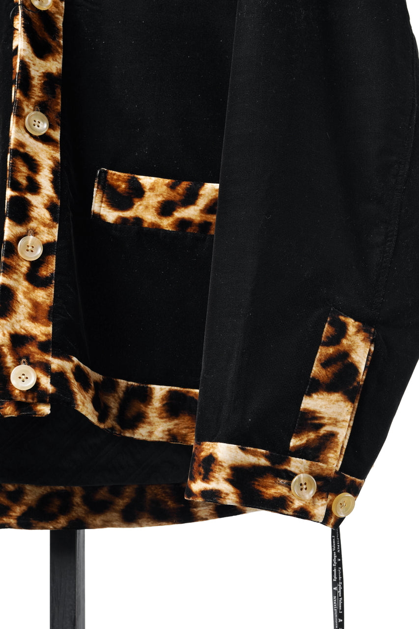 画像をギャラリービューアに読み込む, mastermind JAPAN LEOPARD VELVET CARDIGAN JACKET (BLACK x YELLOW)