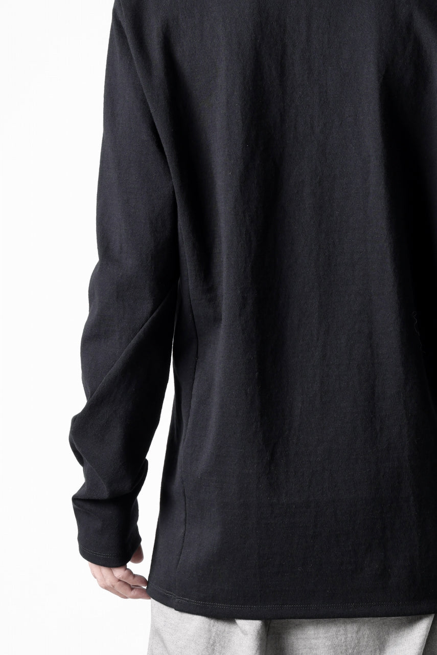 black crow x LOOM exclusive long sleeve tops / black dyed medium cotton jersey (black)