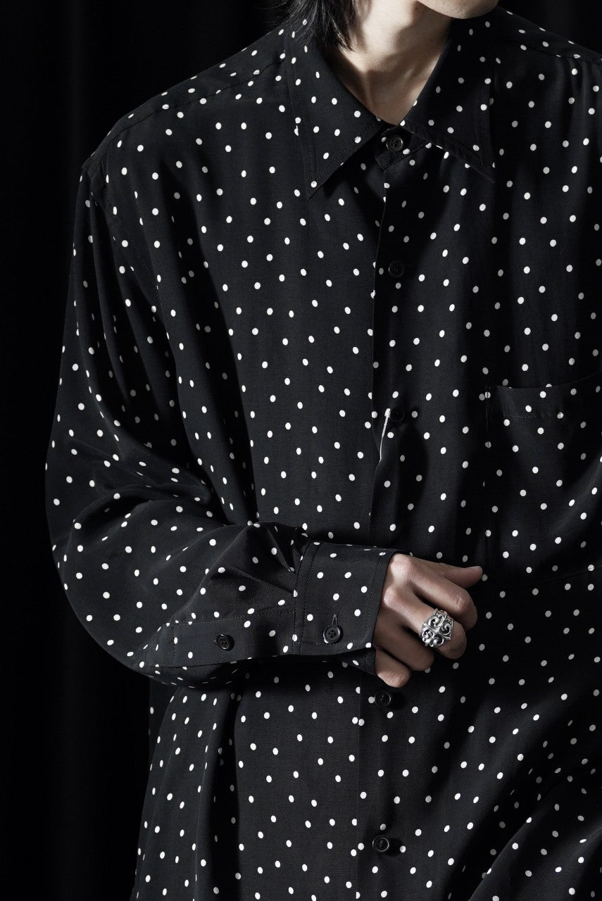 画像をギャラリービューアに読み込む, Y's for men POLKA DOT PATTERN FLUID OVERSHIRT / CUPRA &amp; RAYON (BLACK)