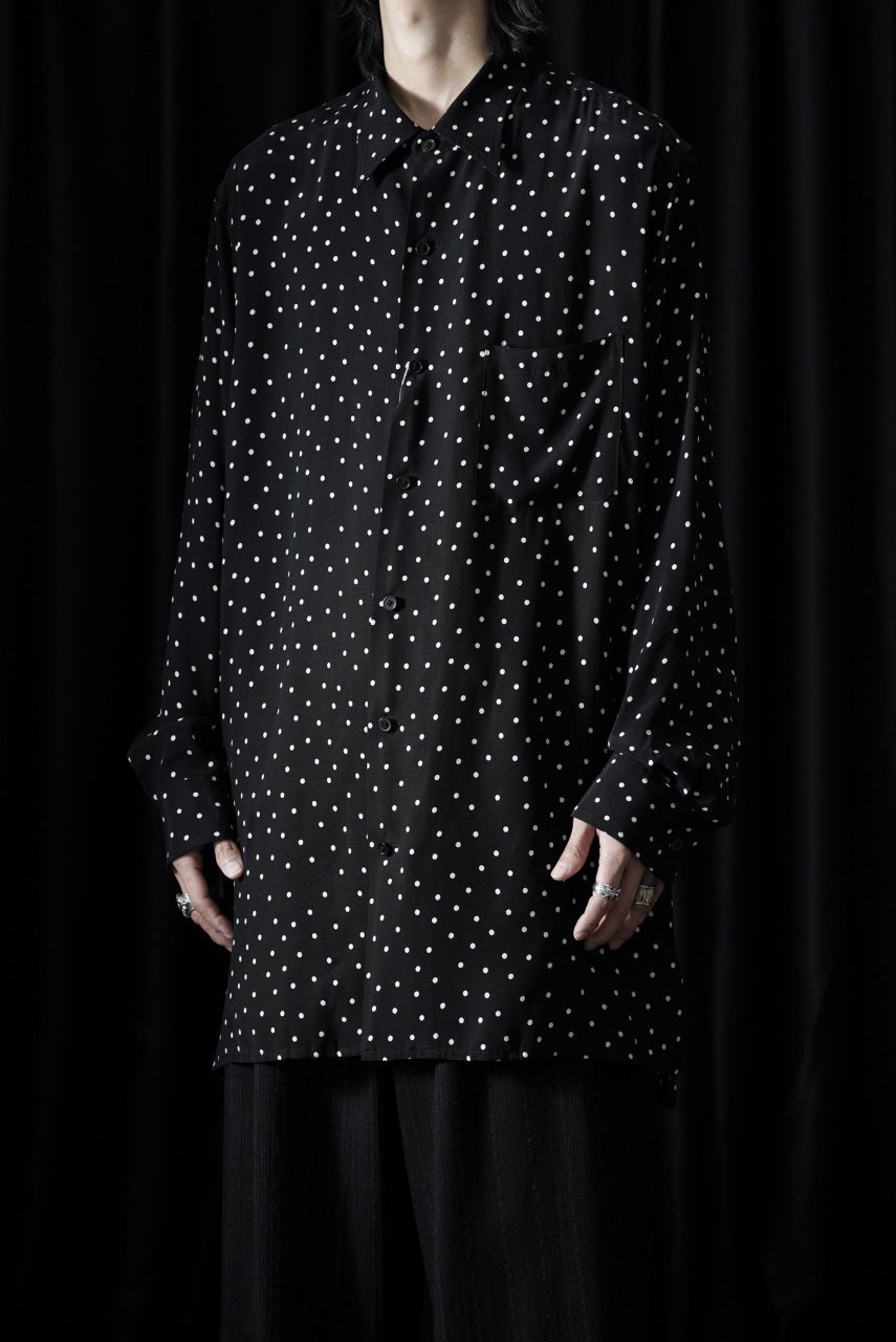 画像をギャラリービューアに読み込む, Y's for men POLKA DOT PATTERN FLUID OVERSHIRT / CUPRA &amp; RAYON (BLACK)