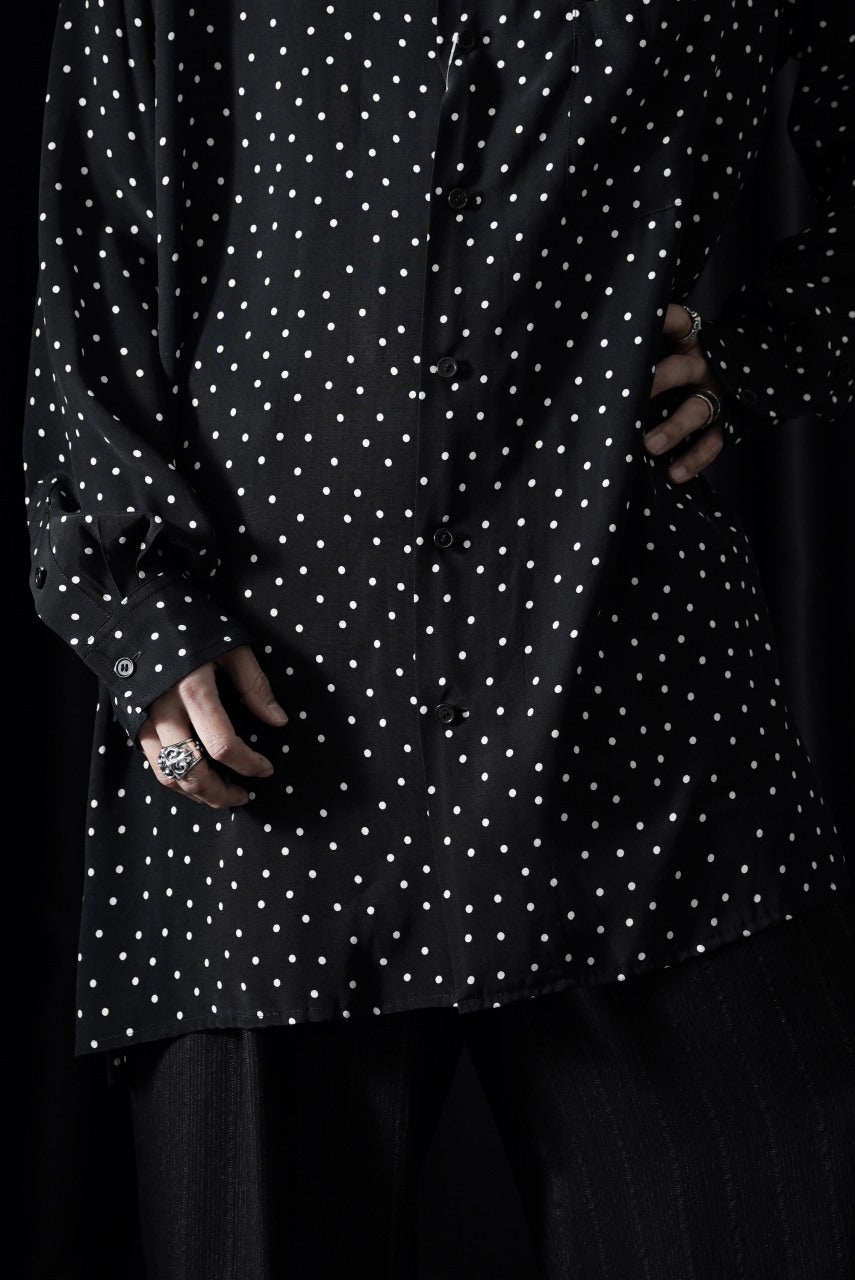 画像をギャラリービューアに読み込む, Y's for men POLKA DOT PATTERN FLUID OVERSHIRT / CUPRA &amp; RAYON (BLACK)