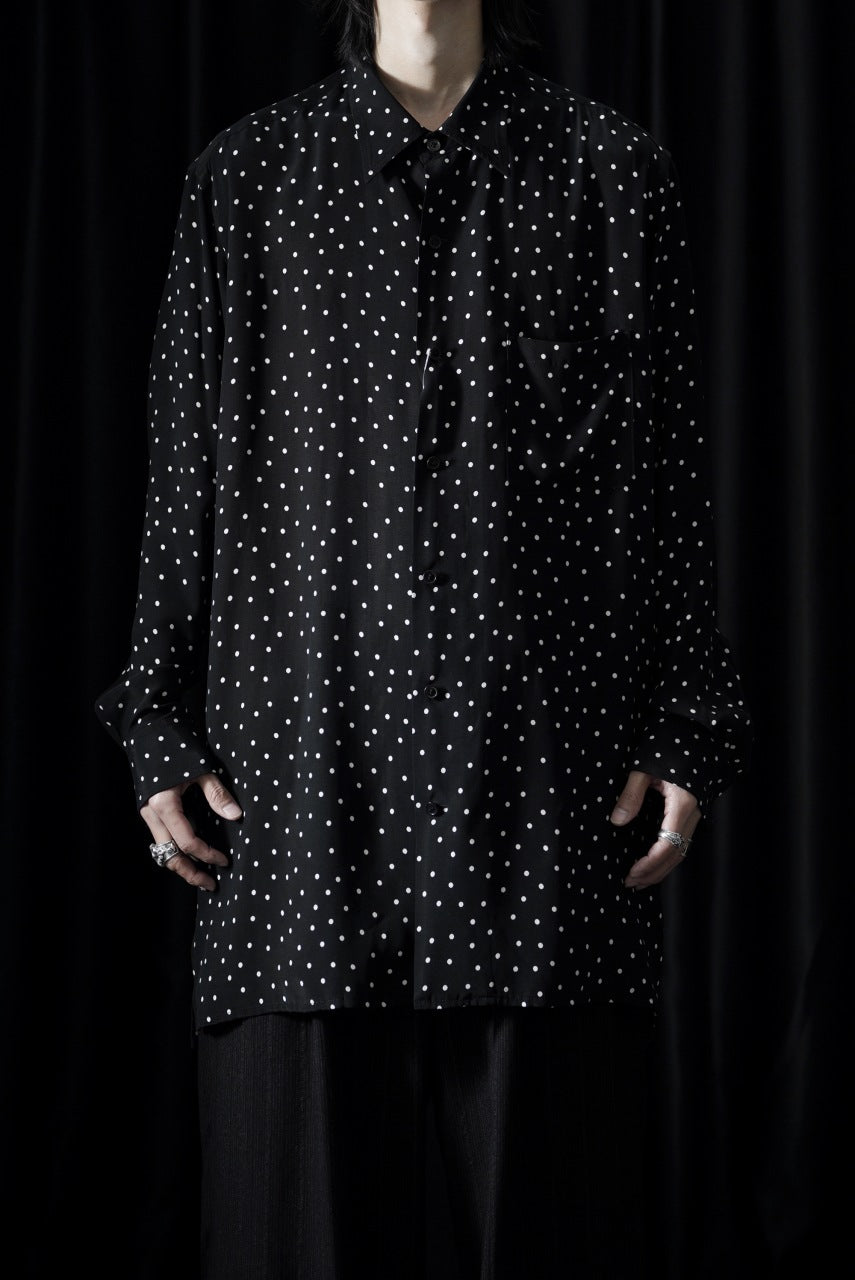 画像をギャラリービューアに読み込む, Y's for men POLKA DOT PATTERN FLUID OVERSHIRT / CUPRA &amp; RAYON (BLACK)