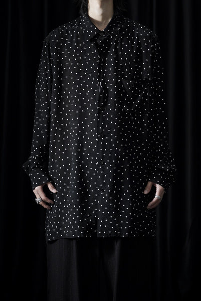 Y's for men POLKA DOT PATTERN FLUID OVERSHIRT / CUPRA & RAYON (BLACK)