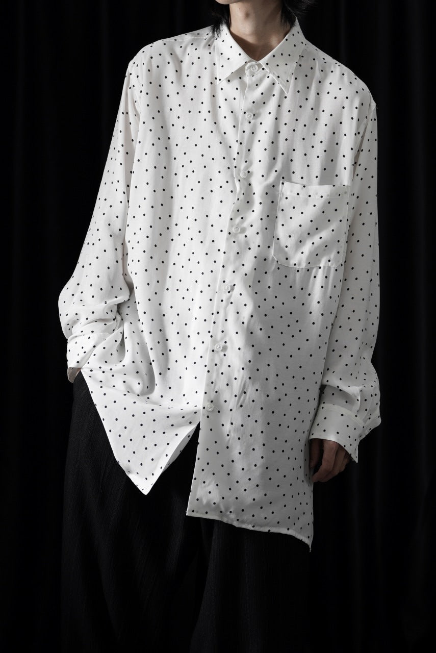 Y's for men POLKA DOT PATTERN FLUID OVERSHIRT / CUPRA & RAYON (WHITE)