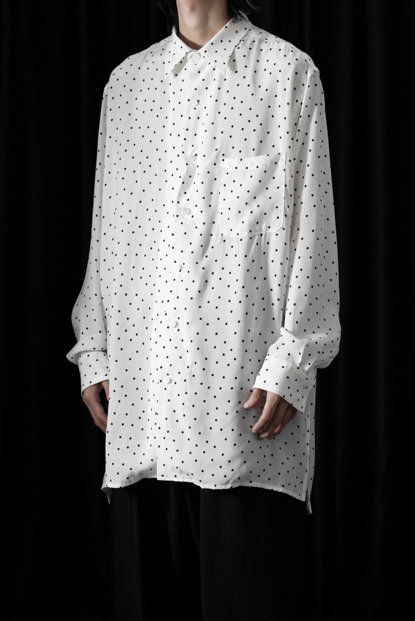 画像をギャラリービューアに読み込む, Y's for men POLKA DOT PATTERN FLUID OVERSHIRT / CUPRA &amp; RAYON (WHITE)