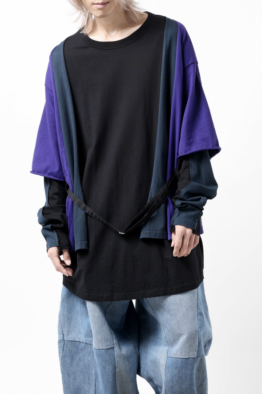 Load image into Gallery viewer, FACETASM LAYERED LONG SLEEVE TOPS (BLACK)