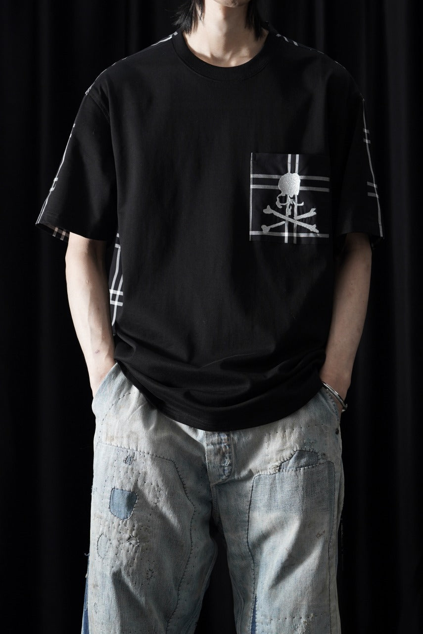 画像をギャラリービューアに読み込む, mastermind JAPAN MIXED-FABRIC POCKET SS TEE / REGULAR FIT (BLACK x BLACK)
