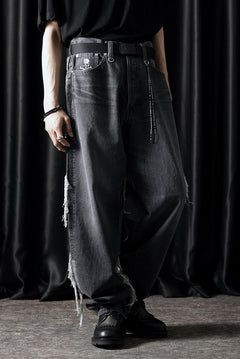 Load image into Gallery viewer, MASTERMIND WORLD PATCHWORK JACQUARD STRAIGHT DENIM PANTS (BLACK)