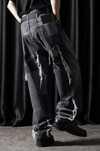 Load image into Gallery viewer, MASTERMIND WORLD PATCHWORK JACQUARD STRAIGHT DENIM PANTS (BLACK)