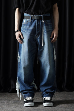 Load image into Gallery viewer, MASTERMIND WORLD PATCHWORK JACQUARD STRAIGHT DENIM PANTS (INDIGO)