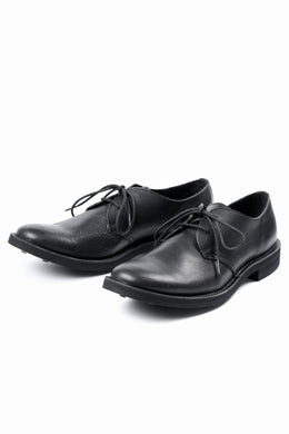 Y's for men PLAIN TOE SHOES / OIL WAX LEATHER (BLACK)