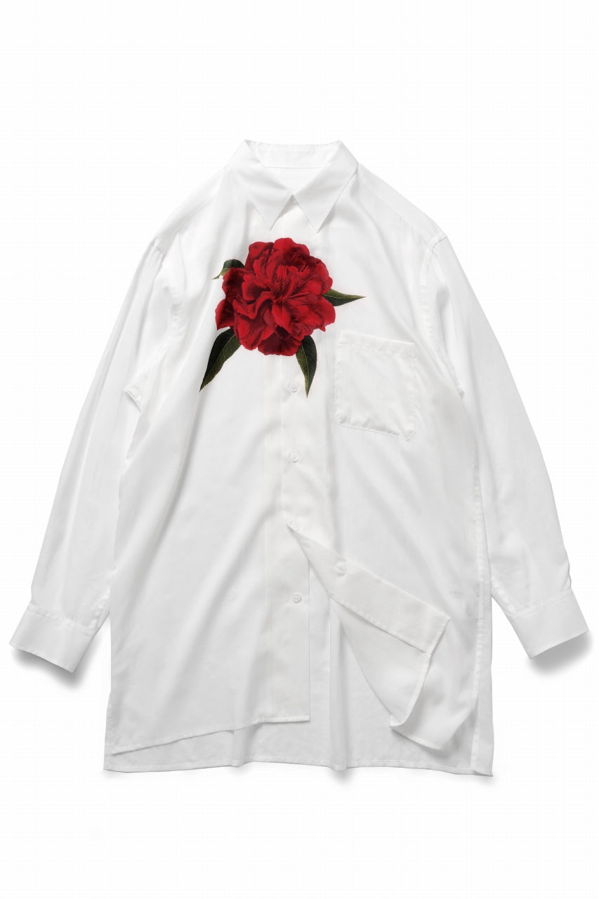 画像をギャラリービューアに読み込む, Y&#39;s for men REGULAR COLLAR SHIRT WITH RED FLOWER PRINT (WHITE)