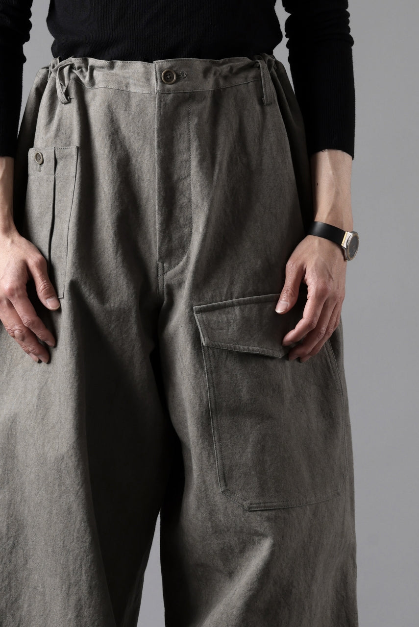 Y's for men WITHSTRING WORK PANTS / COTTON LINEN SULFIDED OZONE (CHARCOAL)
