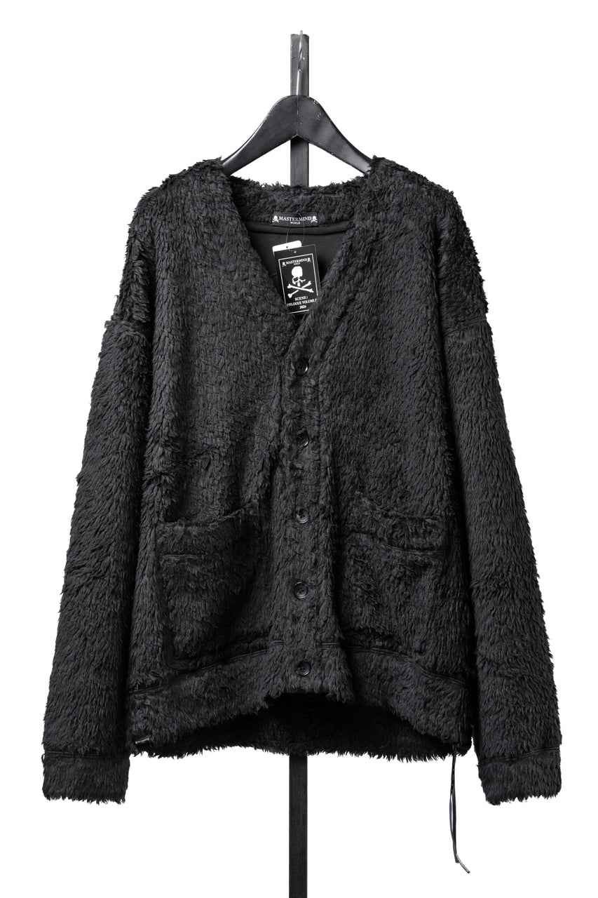 Load image into Gallery viewer, MASTERMIND WORLD SHAGGY CARDIGAN (BLACK)