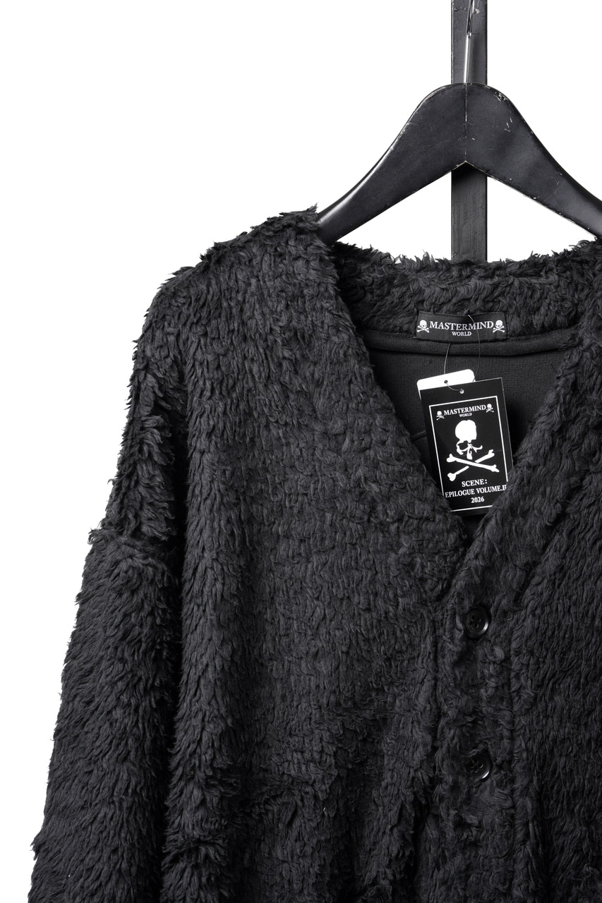 Load image into Gallery viewer, MASTERMIND WORLD SHAGGY CARDIGAN (BLACK)
