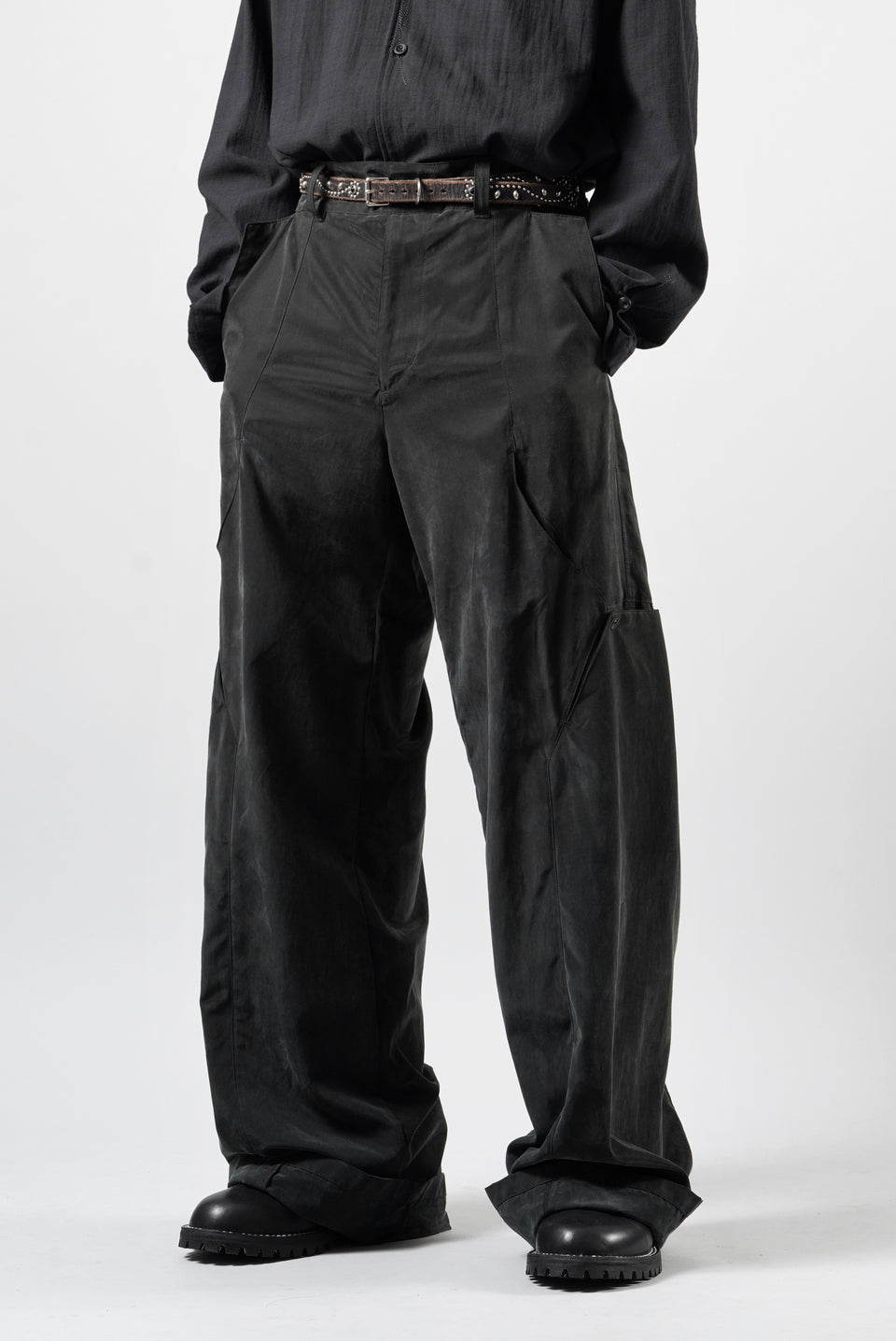 画像をギャラリービューアに読み込む, OPPOSE DUALITY 8POCKET PANEL CXC WIDE TROUSERS (BLACK)