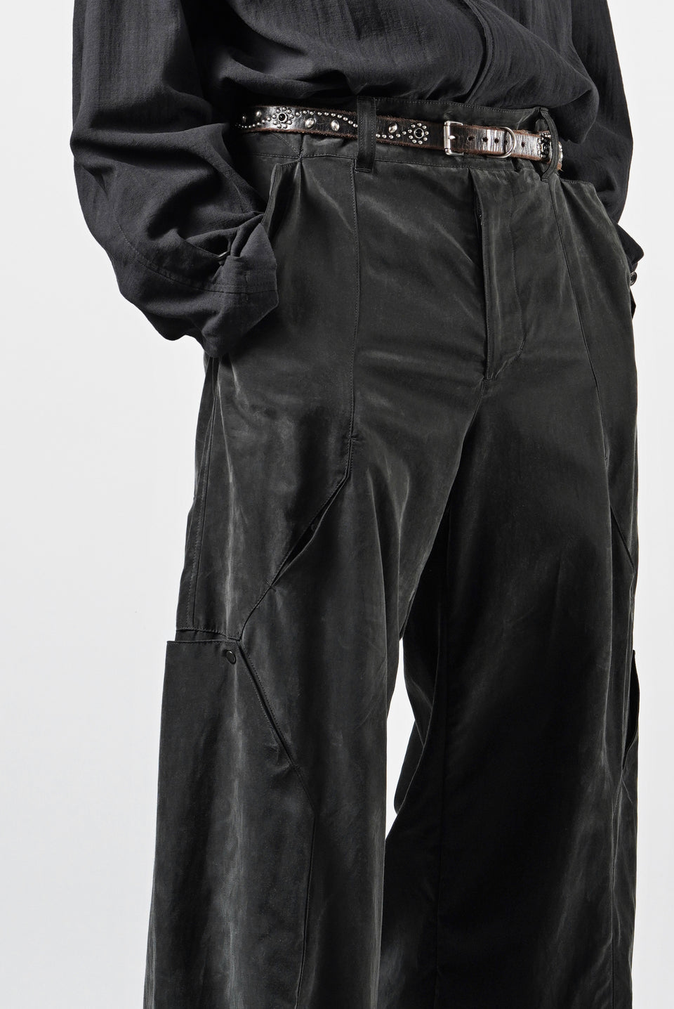 画像をギャラリービューアに読み込む, OPPOSE DUALITY 8POCKET PANEL CXC WIDE TROUSERS (BLACK)