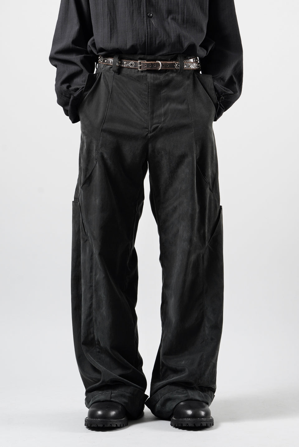 画像をギャラリービューアに読み込む, OPPOSE DUALITY 8POCKET PANEL CXC WIDE TROUSERS (BLACK)