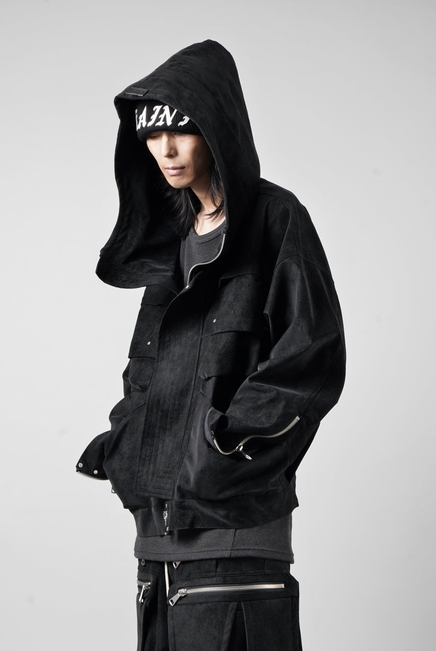 A.F ARTEFACT MILITARY HOODIE BLOUSON / WILD VEGAN LEATHER (BLACK)