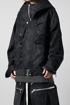 画像をギャラリービューアに読み込む, A.F ARTEFACT MILITARY HOODIE BLOUSON / WILD VEGAN LEATHER (BLACK)
