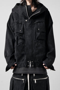 画像をギャラリービューアに読み込む, A.F ARTEFACT MILITARY HOODIE BLOUSON / WILD VEGAN LEATHER (BLACK)