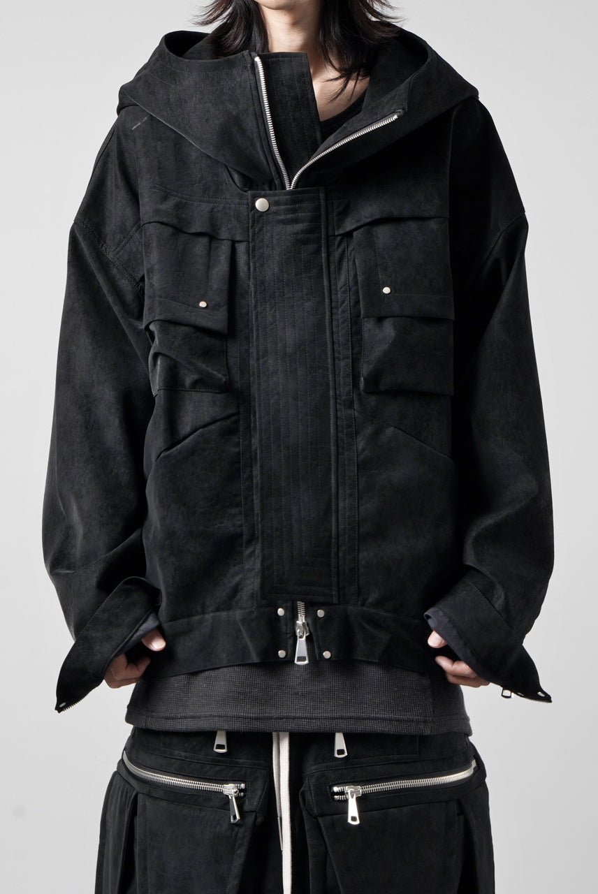 画像をギャラリービューアに読み込む, A.F ARTEFACT MILITARY HOODIE BLOUSON / WILD VEGAN LEATHER (BLACK)