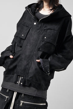 画像をギャラリービューアに読み込む, A.F ARTEFACT MILITARY HOODIE BLOUSON / WILD VEGAN LEATHER (BLACK)