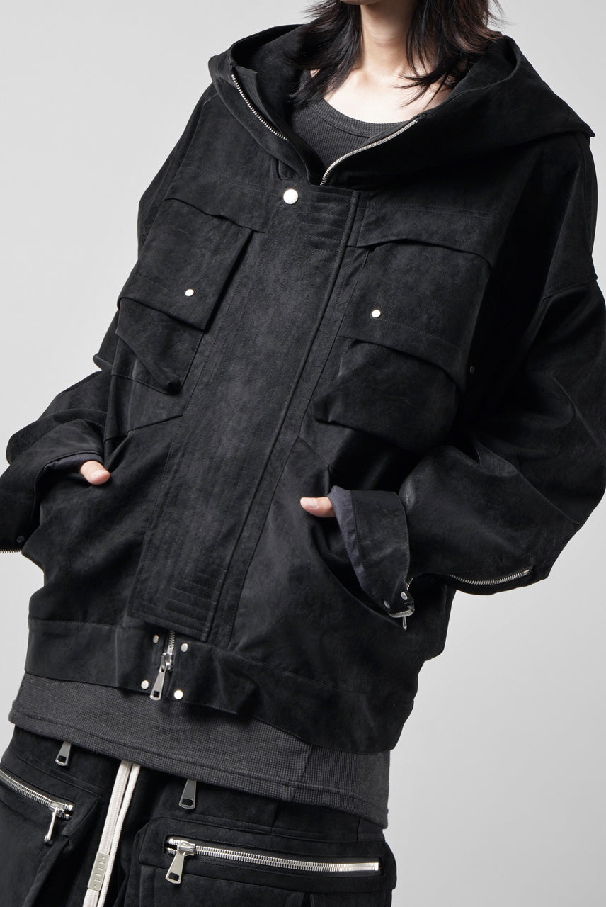 画像をギャラリービューアに読み込む, A.F ARTEFACT MILITARY HOODIE BLOUSON / WILD VEGAN LEATHER (BLACK)