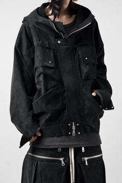 画像をギャラリービューアに読み込む, A.F ARTEFACT MILITARY HOODIE BLOUSON / WILD VEGAN LEATHER (BLACK)