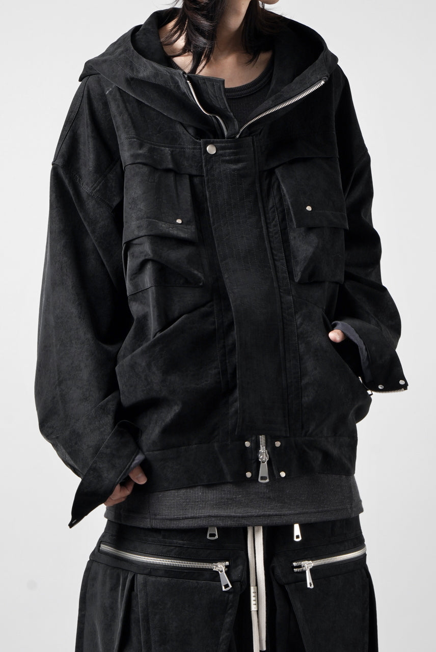画像をギャラリービューアに読み込む, A.F ARTEFACT MILITARY HOODIE BLOUSON / WILD VEGAN LEATHER (BLACK)