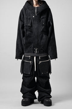 画像をギャラリービューアに読み込む, A.F ARTEFACT MILITARY HOODIE BLOUSON / WILD VEGAN LEATHER (BLACK)