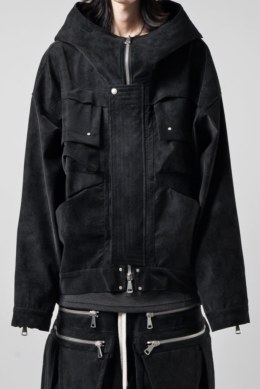 画像をギャラリービューアに読み込む, A.F ARTEFACT MILITARY HOODIE BLOUSON / WILD VEGAN LEATHER (BLACK)