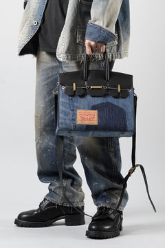 画像をギャラリービューアに読み込む, ierib exclusive 2Way Bark Bag 30 / Vintage Denim + Horse Leather (INDIGO x BLACK #B)