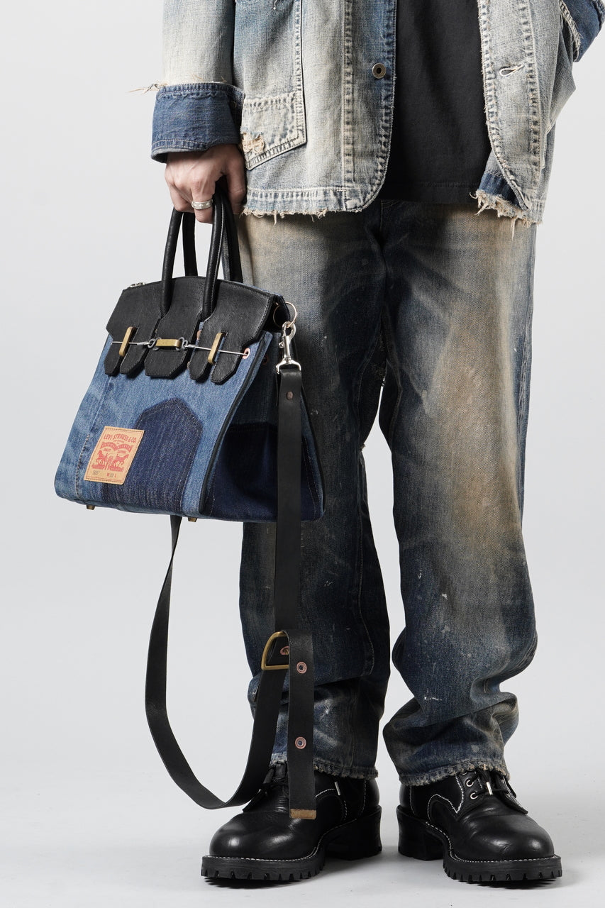 画像をギャラリービューアに読み込む, ierib exclusive 2Way Bark Bag 30 / Vintage Denim + Horse Leather (INDIGO x BLACK #B)