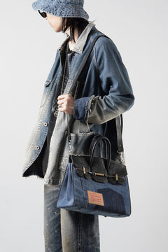 画像をギャラリービューアに読み込む, ierib exclusive 2Way Bark Bag 30 / Vintage Denim + Horse Leather (INDIGO x BLACK #B)