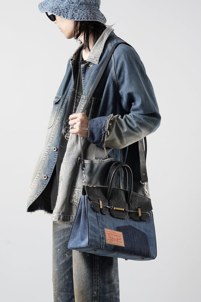 画像をギャラリービューアに読み込む, ierib exclusive 2Way Bark Bag 30 / Vintage Denim + Horse Leather (INDIGO x BLACK #B)