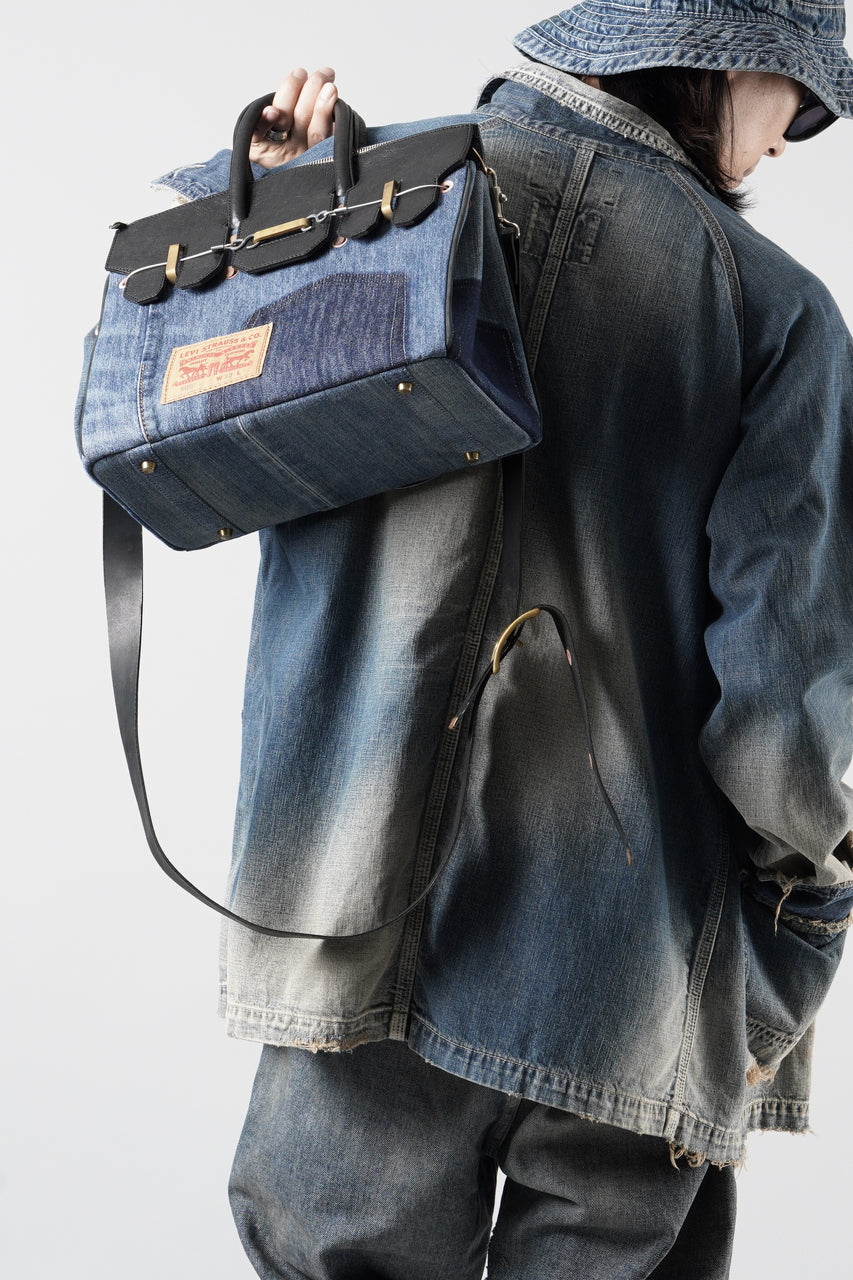 画像をギャラリービューアに読み込む, ierib exclusive 2Way Bark Bag 30 / Vintage Denim + Horse Leather (INDIGO x BLACK #B)